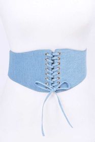 Denim Elastic Corset Belt (Color: Light Blue, size: O/S)